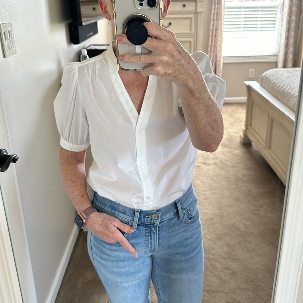 Nine West puff sleeve button down shirt